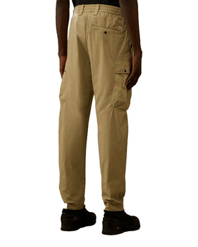 CP Company Men's Cargo Trousers In 50 Thread Stretch Moss Gray Beige