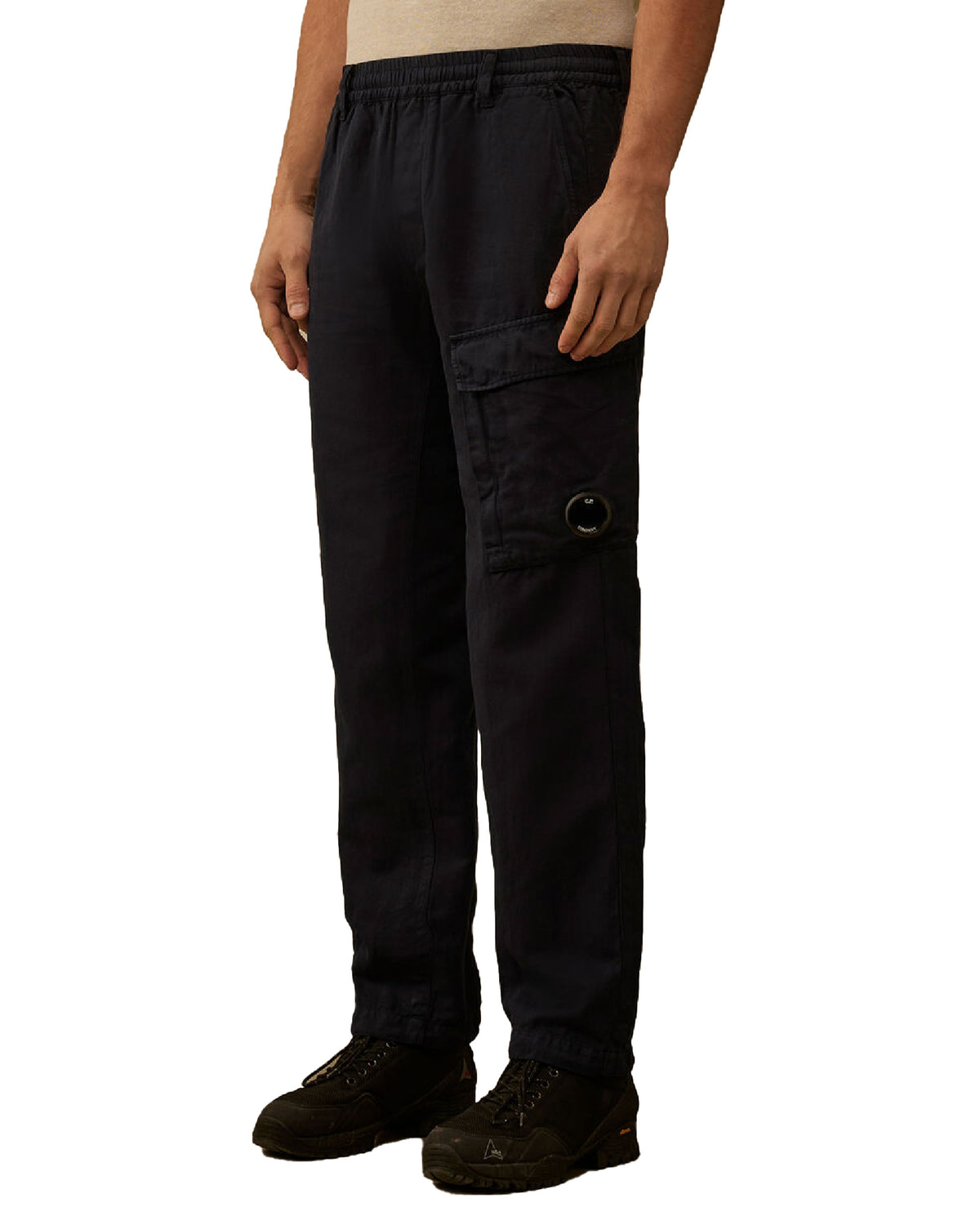 CP Company Men's Trousers In Cotton Linen Total Eclipse Blue