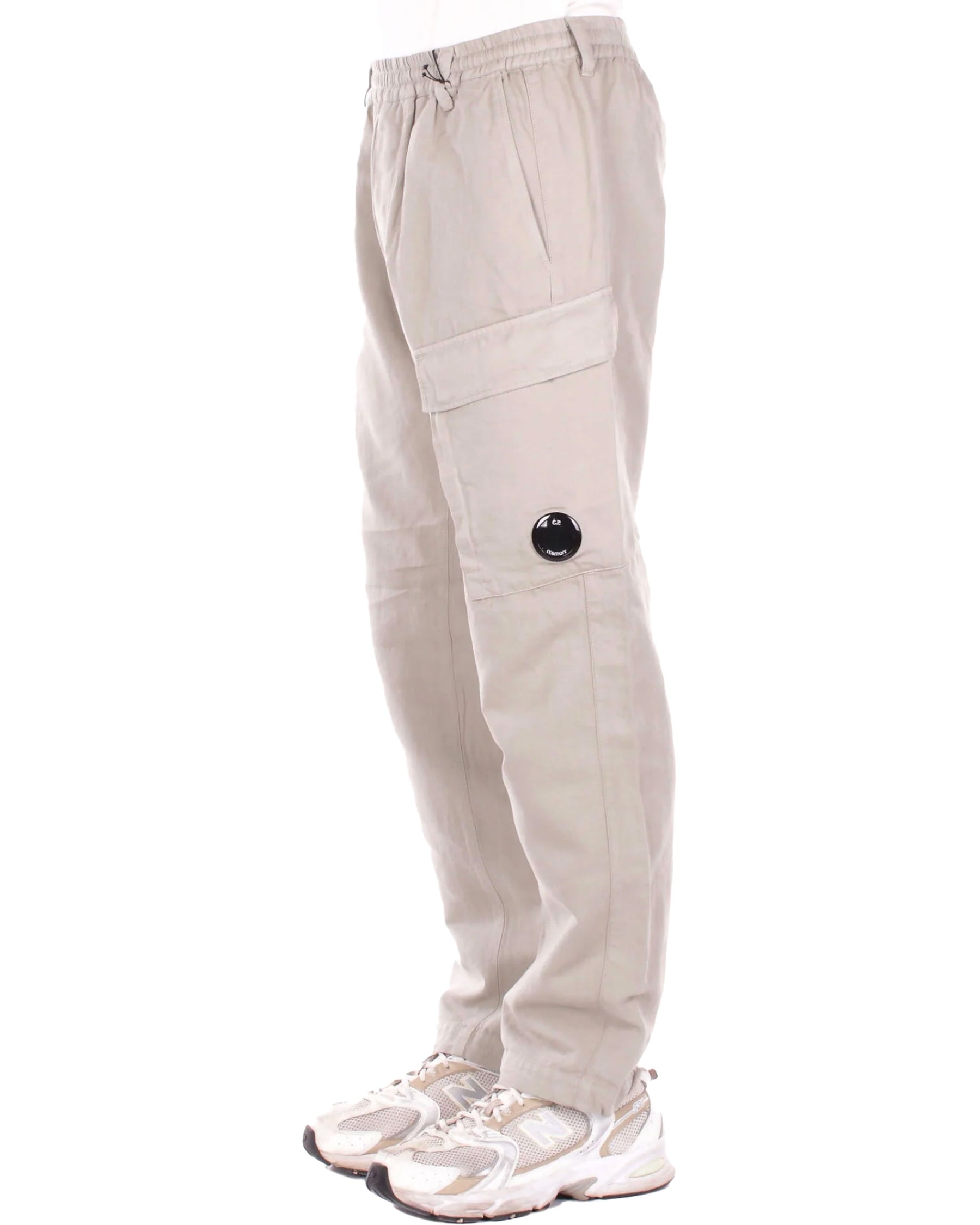 CP Company Men's Pants Cargo Pant In Cotton Linen Dove Beige