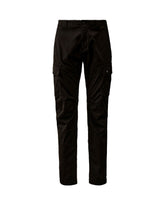 Pantalone Uomo CP Company Sateen Stretch Cargo Logo Pants Nero