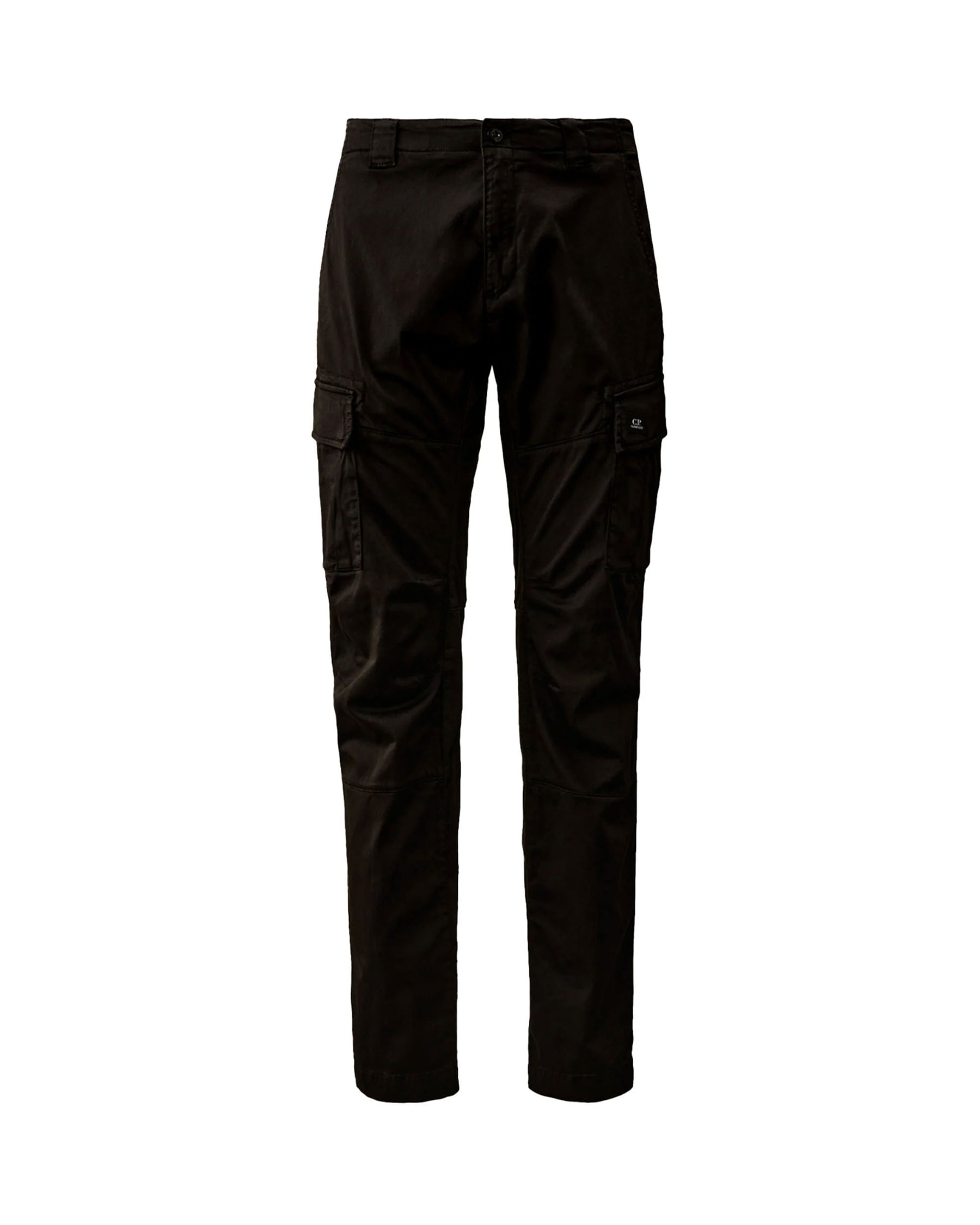 Pantalone Uomo CP Company Sateen Stretch Cargo Logo Pants Nero