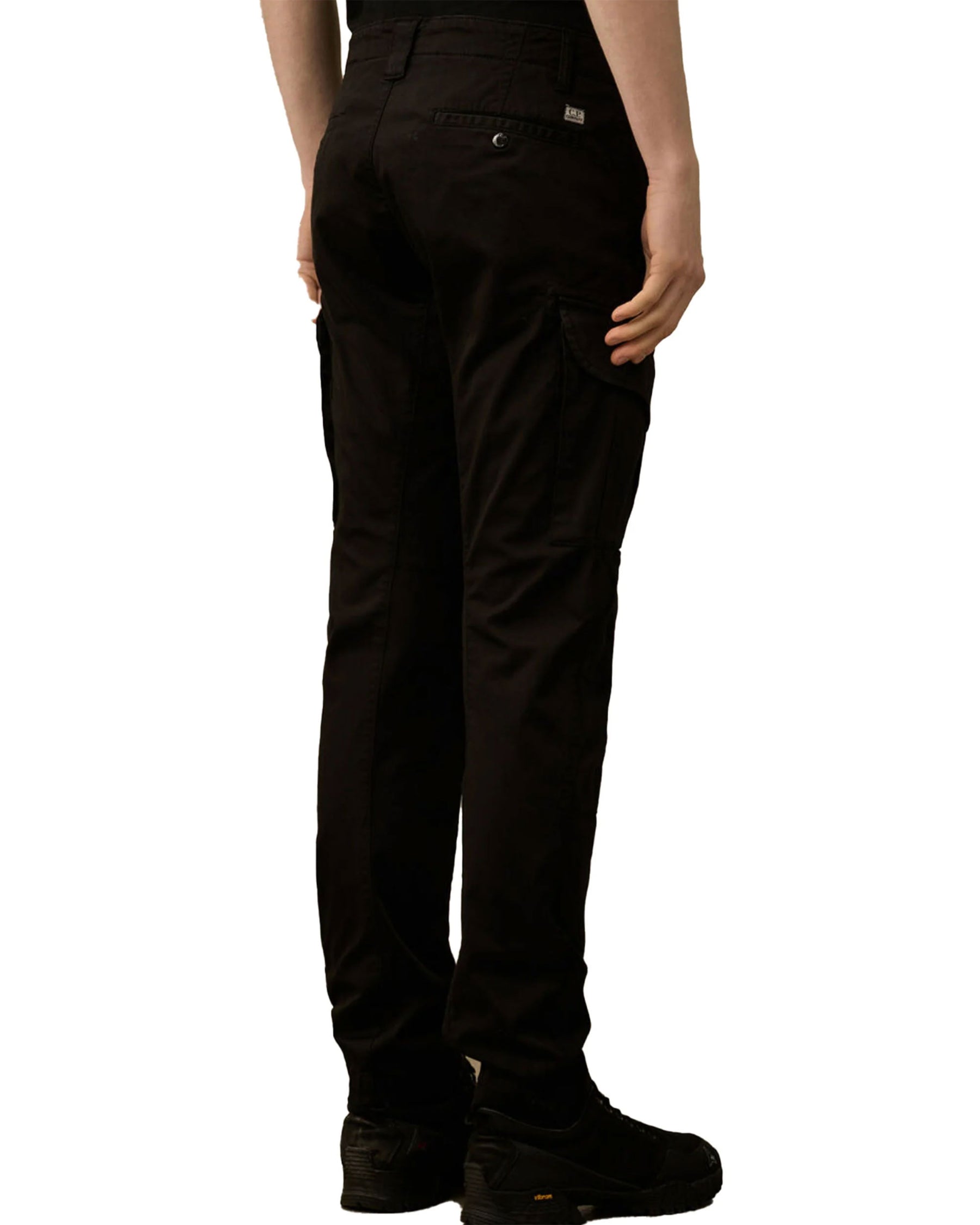 Pantalone Uomo CP Company Sateen Stretch Cargo Logo Pants Nero