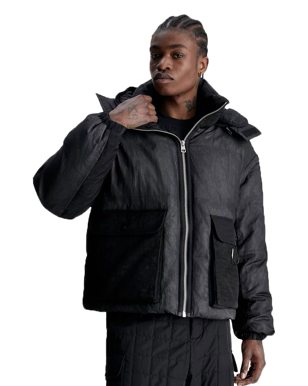 Piumino Calvin Klein Jeans Quilted Mesh Puffer Jacket Nero