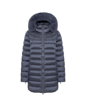 Piumino Lungo Donna Colmar Originals Con Pelliccia Sintetica Blu