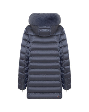 Piumino Lungo Donna Colmar Originals Con Pelliccia Sintetica Blu