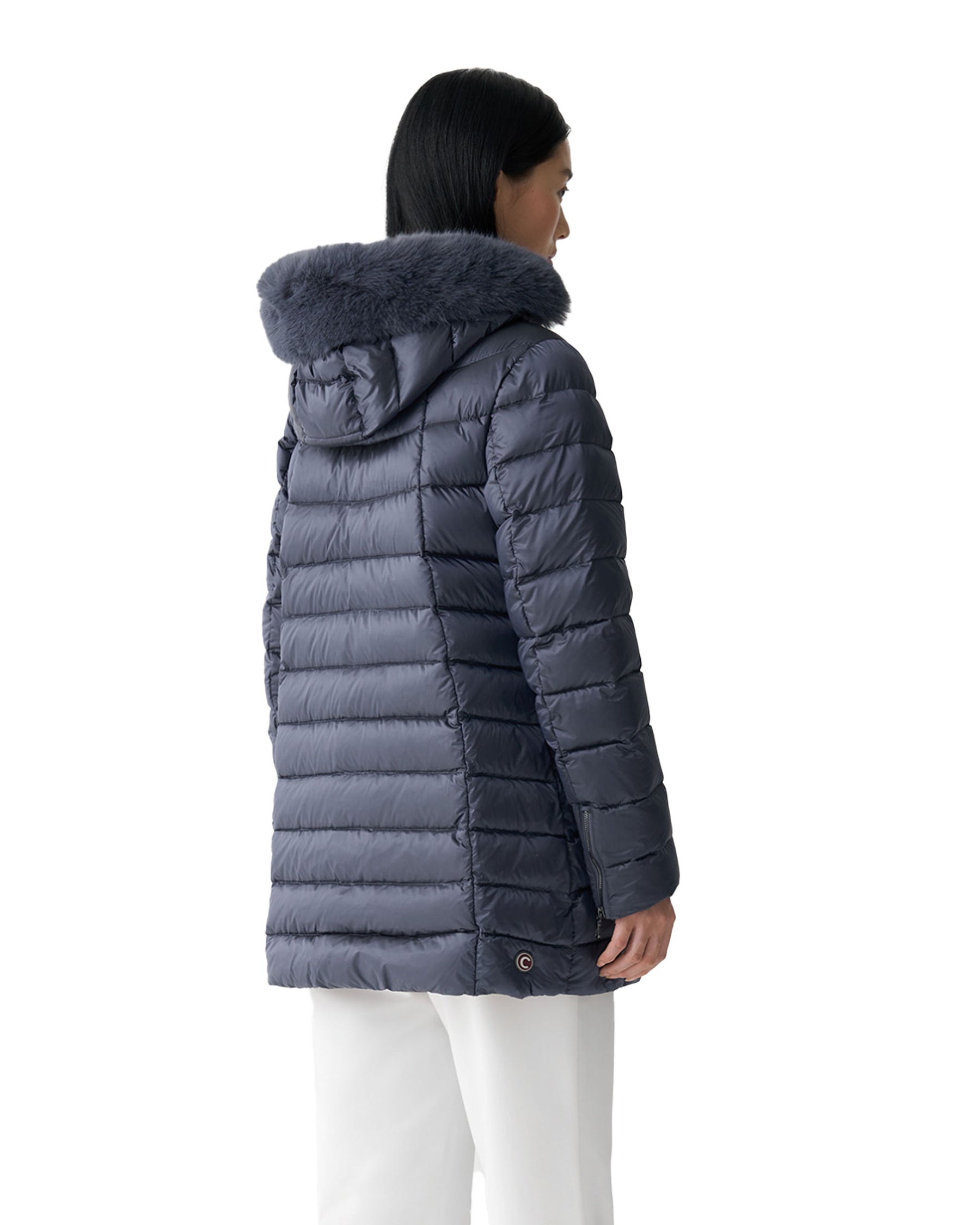 Piumino Lungo Donna Colmar Originals Con Pelliccia Sintetica Blu