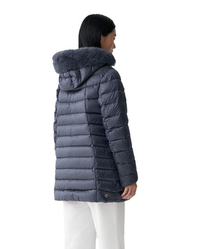 Piumino Lungo Donna Colmar Originals Con Pelliccia Sintetica Blu