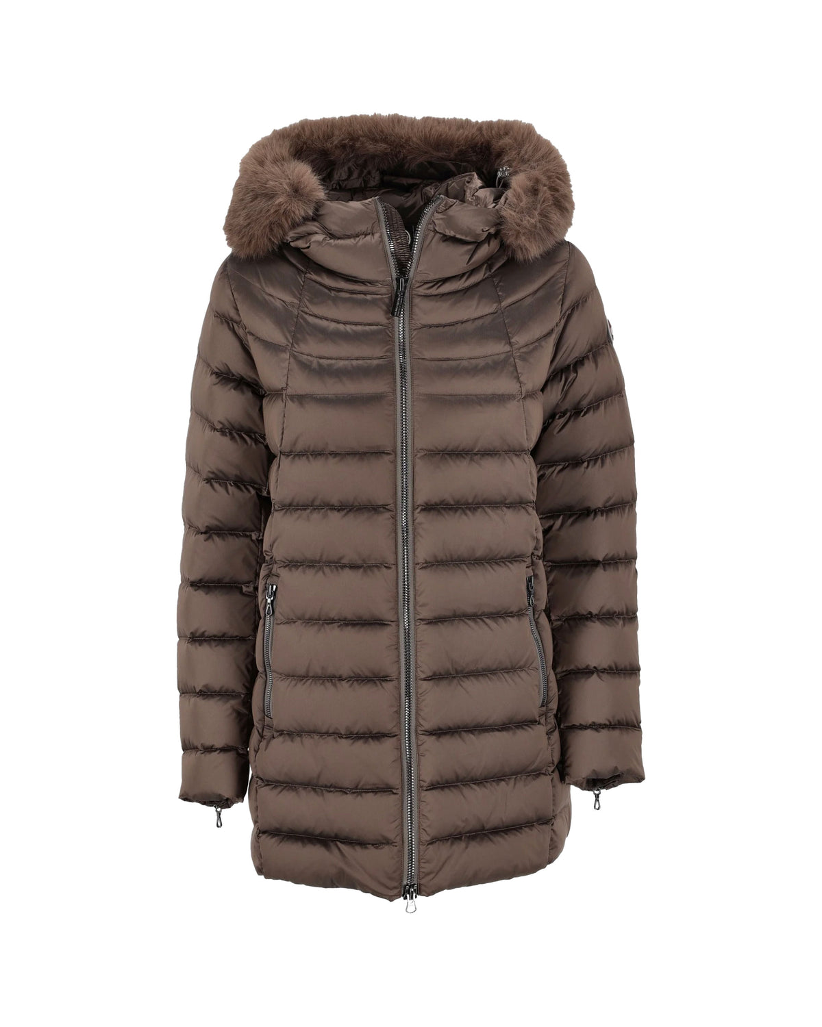 Piumino Lungo Donna Colmar Originals Con Pelliccia Sintetica Marrone