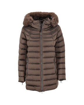 Piumino Lungo Donna Colmar Originals Con Pelliccia Sintetica Marrone