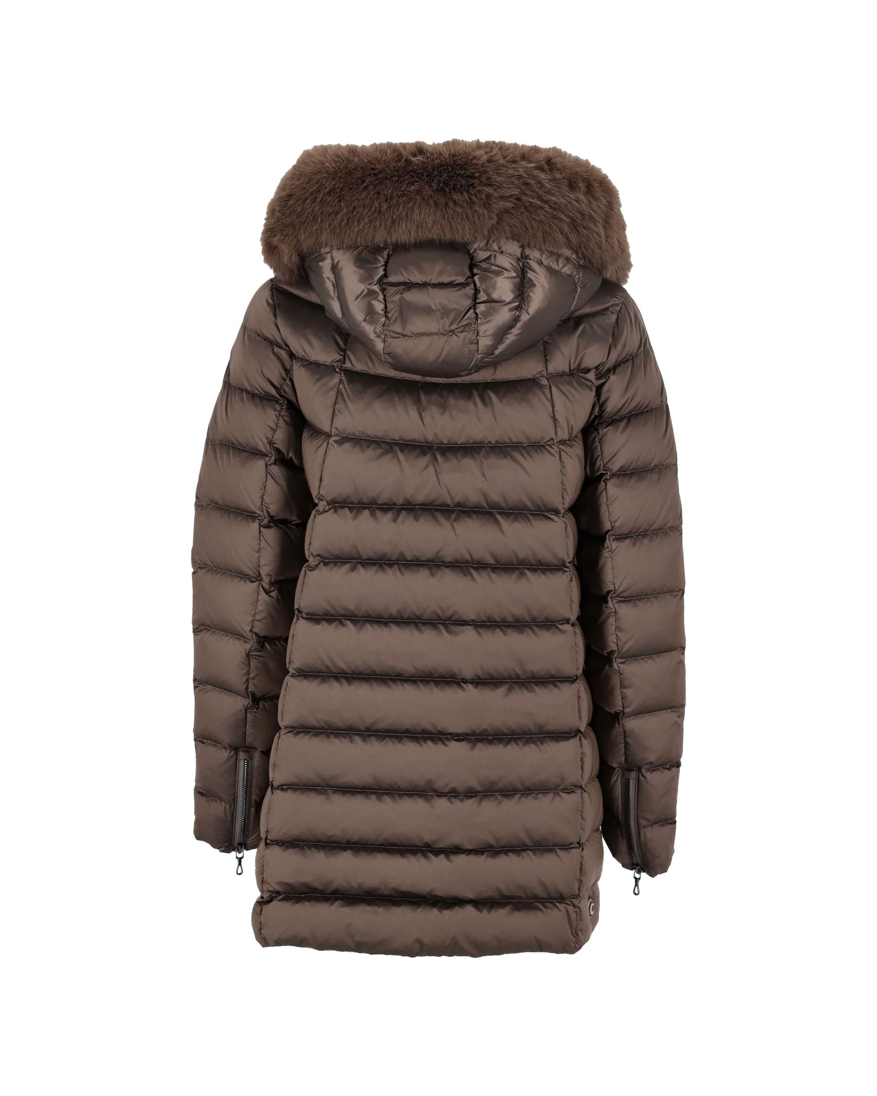 Piumino Lungo Donna Colmar Originals Con Pelliccia Sintetica Marrone
