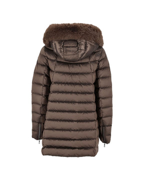 Piumino Lungo Donna Colmar Originals Con Pelliccia Sintetica Marrone