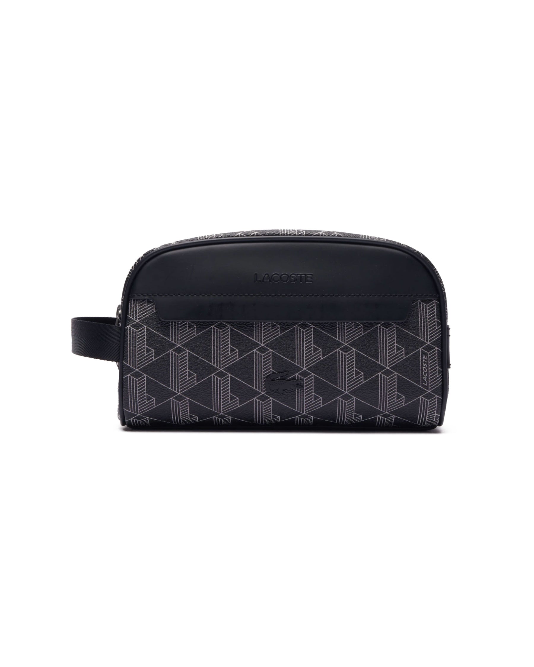 Pochette Lacoste Monogram Noir Gris Toilet Kit