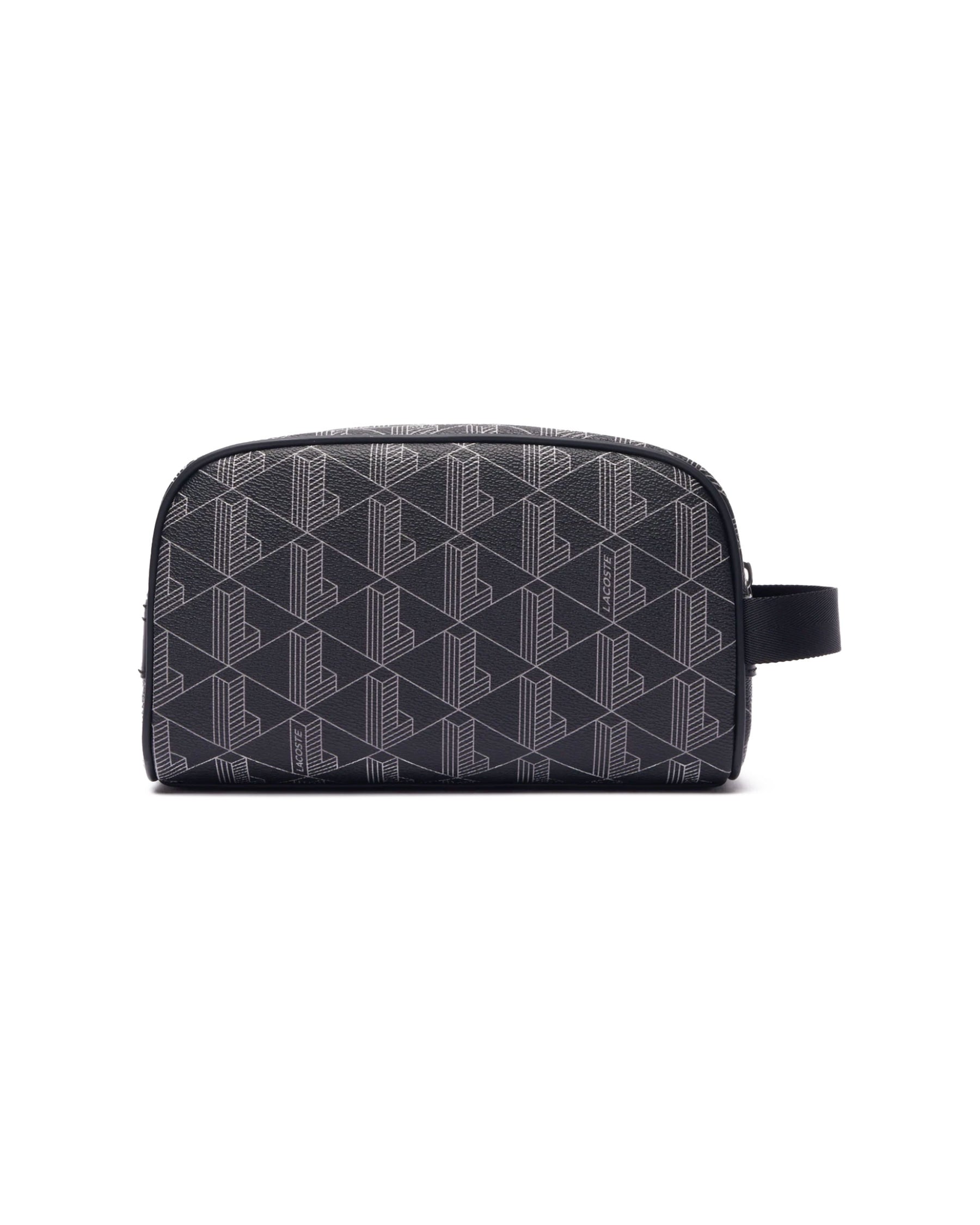 Pochette Lacoste Monogram Noir Gris Toilet Kit