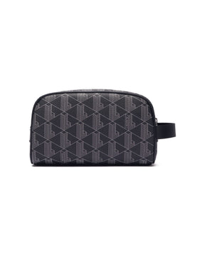 Pochette Lacoste Monogram Noir Gris Toilet Kit