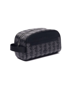 Pochette Lacoste Monogram Noir Gris Toilet Kit