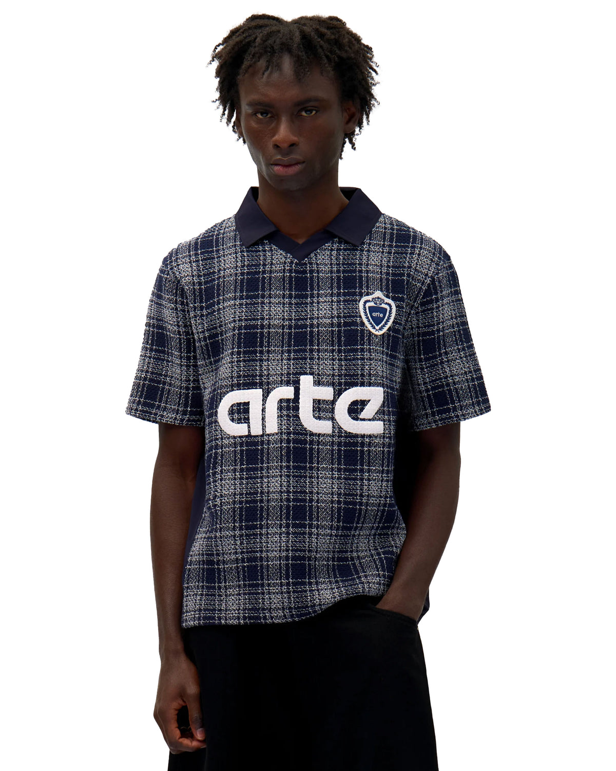 Arte Antwerp Square Collar T-shirt Plaid