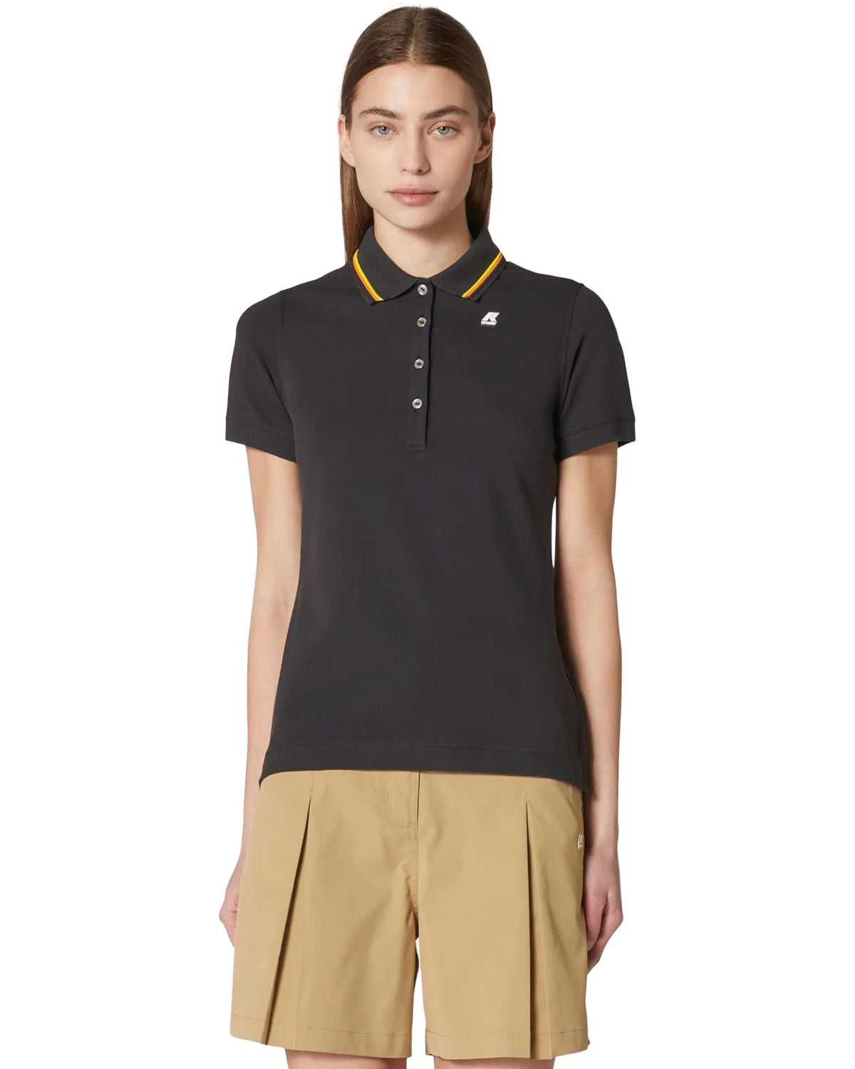 Woman's Polo Shirt K-Way Jeannine Black Pure