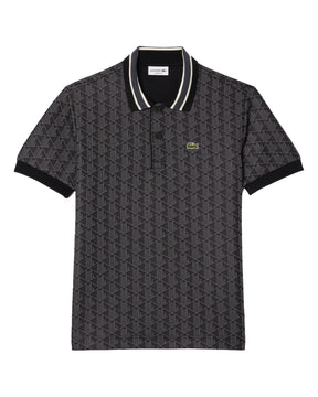 Polo Lacoste Jacquard Monogramma Nero