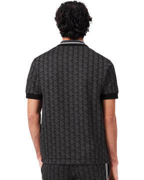 Polo Lacoste Jacquard Monogramma Nero