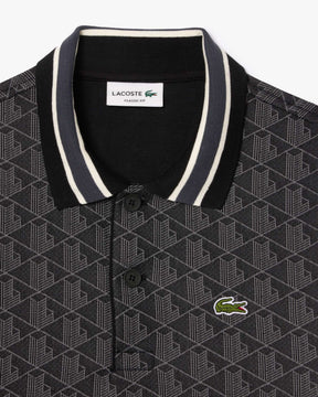 Polo Lacoste Jacquard Monogramma Nero