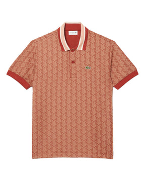 Polo Lacoste Jacquard Monogramma Ruggine
