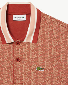 Polo Lacoste Jacquard Monogramma Ruggine