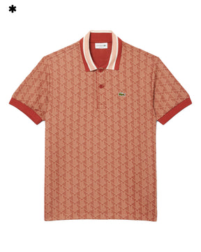 Polo Lacoste Jacquard Monogramma Ruggine