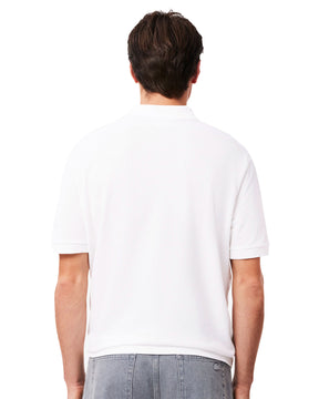 Polo Lacoste Loose Fit Pique Big Logo Bianco
