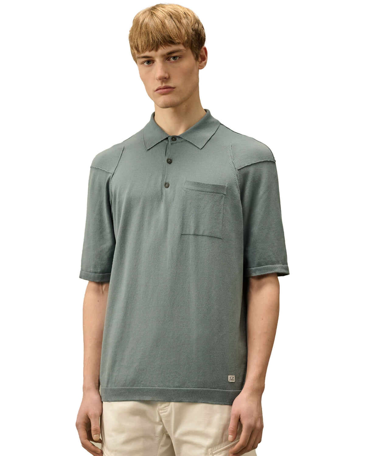 CP Company Sea Island Polo Knit Stormy Weather