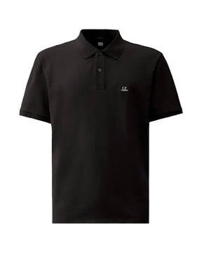 CP Company Men's Polo Shirt Stretch Piquet Short Sleeve Blue