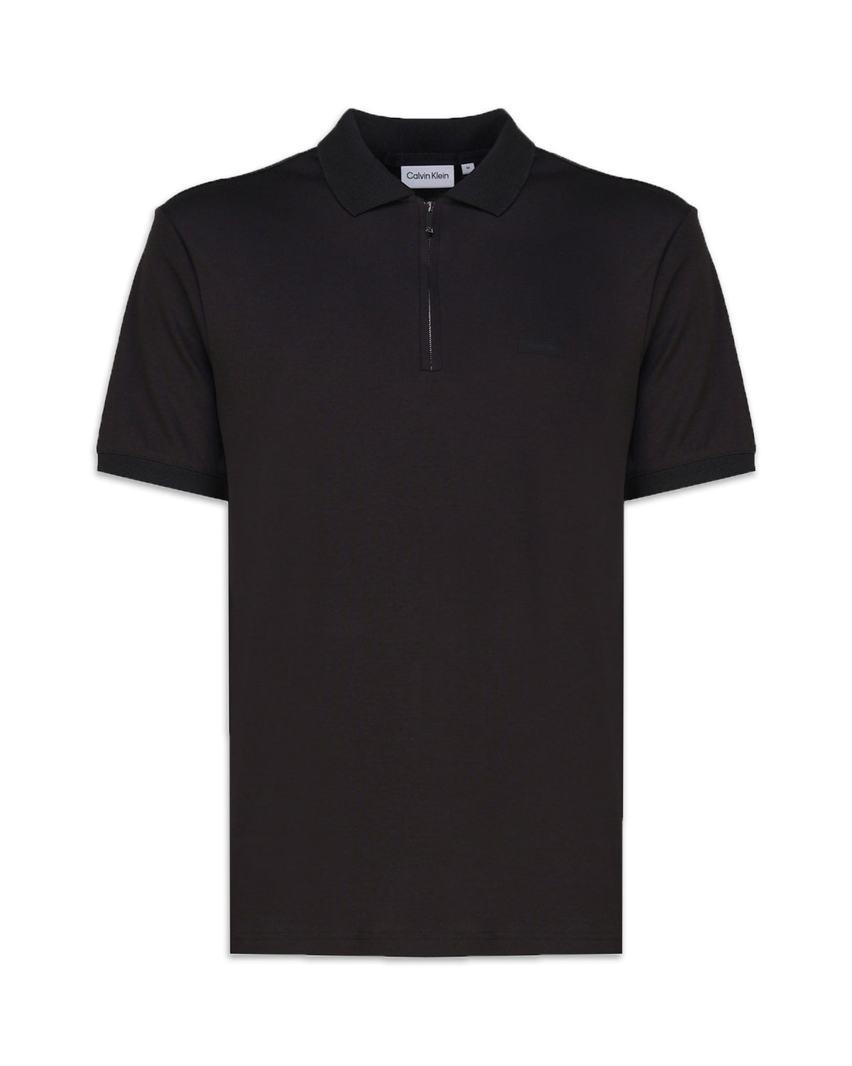 Man Polo Shirt Calvin Klein Smooth Cotton Welt Zip Black