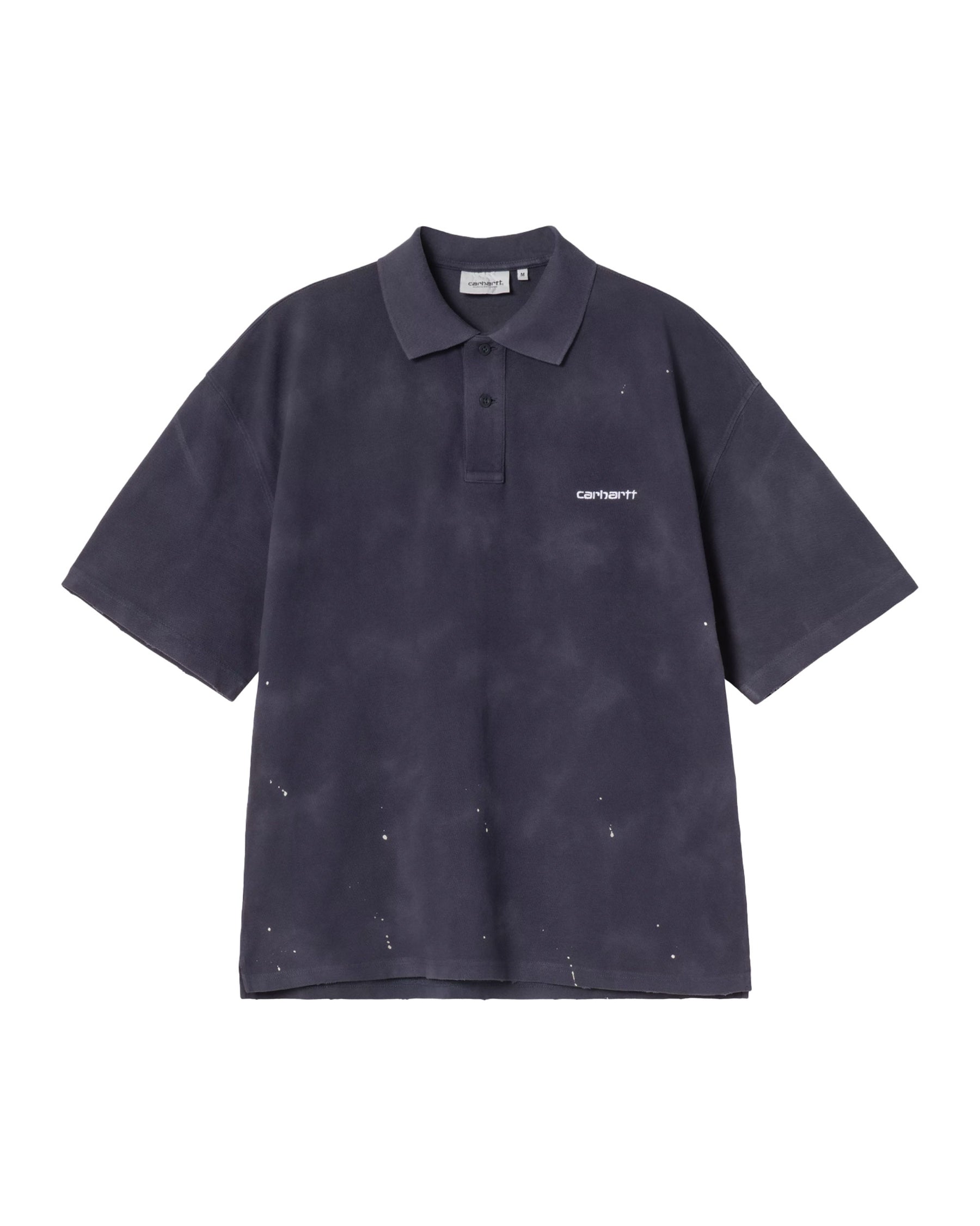 Carhartt Wip Painter Men's Polo Shirt Black destroy wash splatter