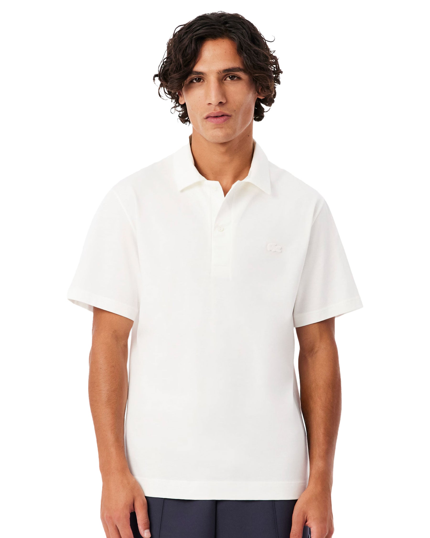 Men's Lacoste Classic Logo Jersey Polo Shirt White