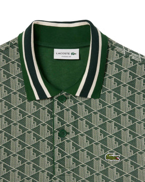 Man's Polo Shirt Lacoste Jacquard Monogram Green