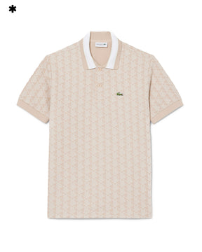 Polo Uomo Lacoste Jacquard Monogramma Beige