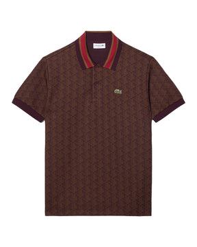 Men's Lacoste Jacquard Monogram Polo Shirt Burgundy