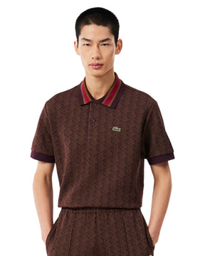 Men's Lacoste Jacquard Monogram Polo Shirt Burgundy