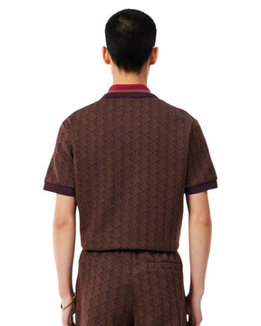 Men's Lacoste Jacquard Monogram Polo Shirt Burgundy