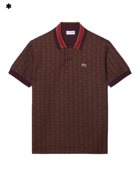 Men's Lacoste Jacquard Monogram Polo Shirt Burgundy