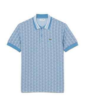 Men's Monogram Jacquard Polo Shirt Clear Blue