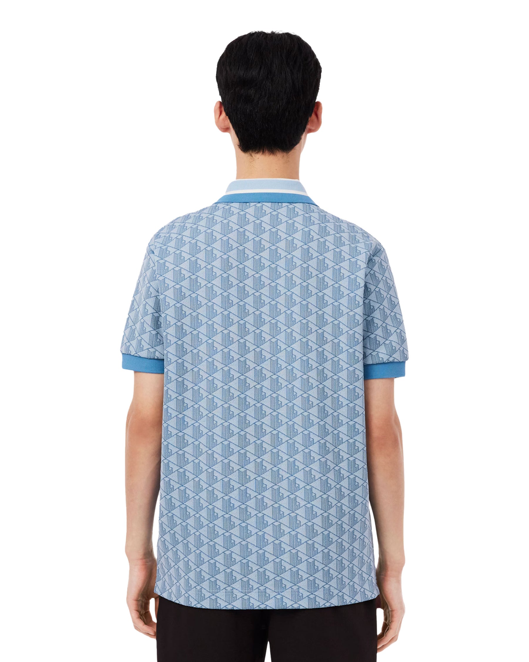 Men's Monogram Jacquard Polo Shirt Clear Blue