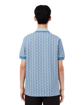 Men's Monogram Jacquard Polo Shirt Clear Blue