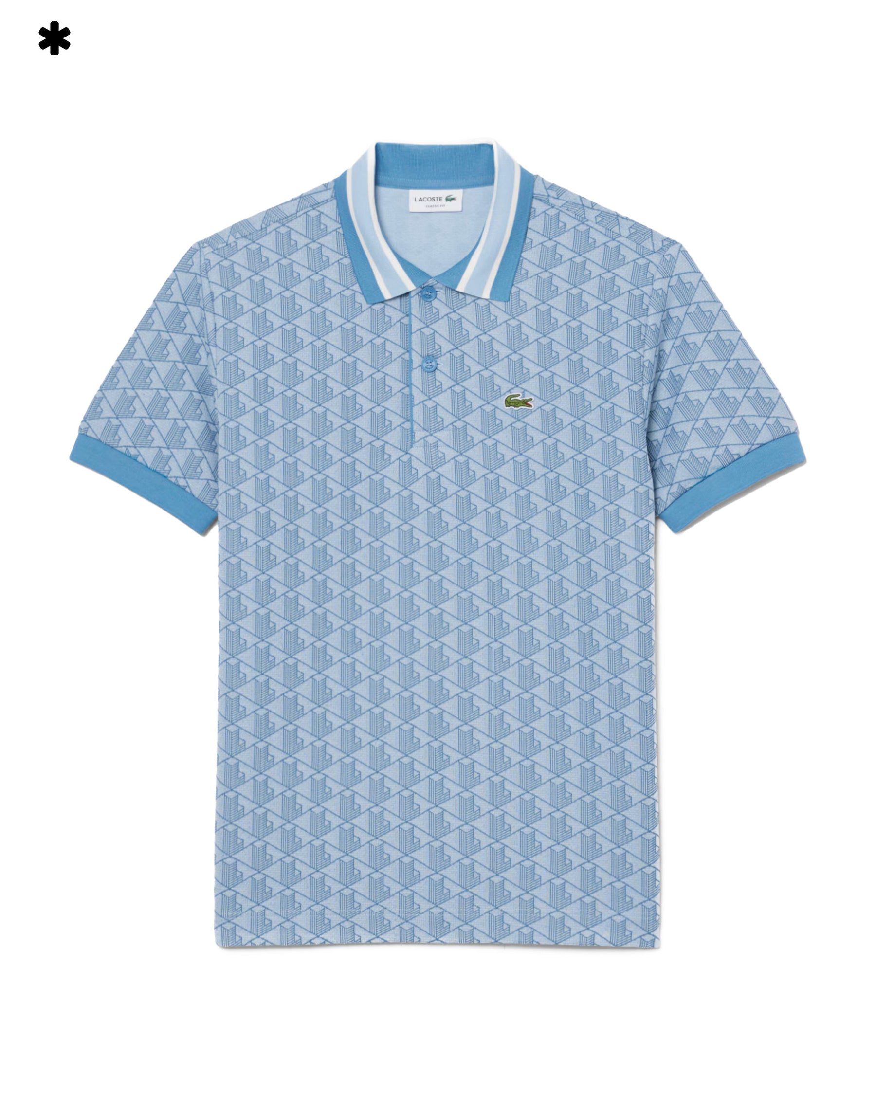 Men's Monogram Jacquard Polo Shirt Clear Blue