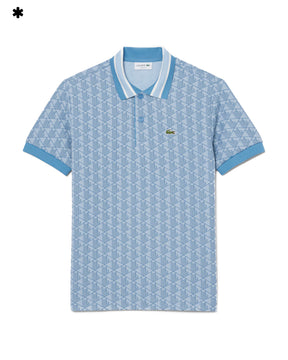 Men's Monogram Jacquard Polo Shirt Clear Blue