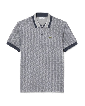 Polo Uomo Lacoste Jacquard Monogramma Grigio