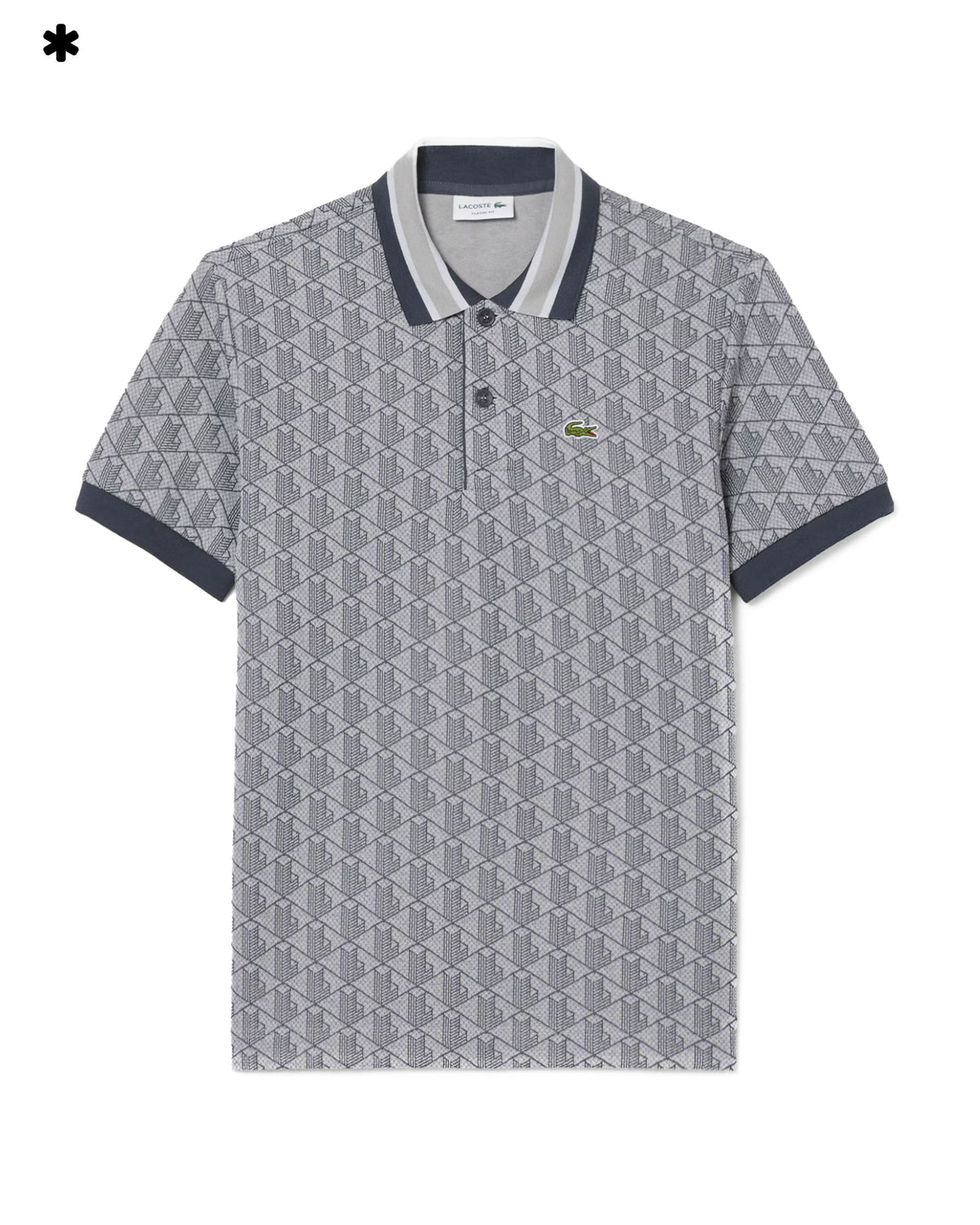 Polo Uomo Jacquard Monogramma Grigio