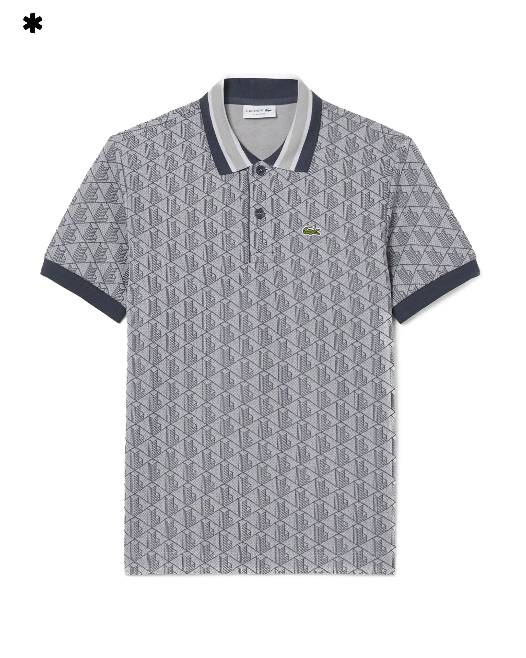 Polo Uomo Lacoste Jacquard Monogramma Grigio