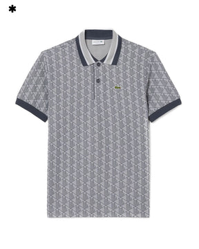 Polo Uomo Lacoste Jacquard Monogramma Grigio