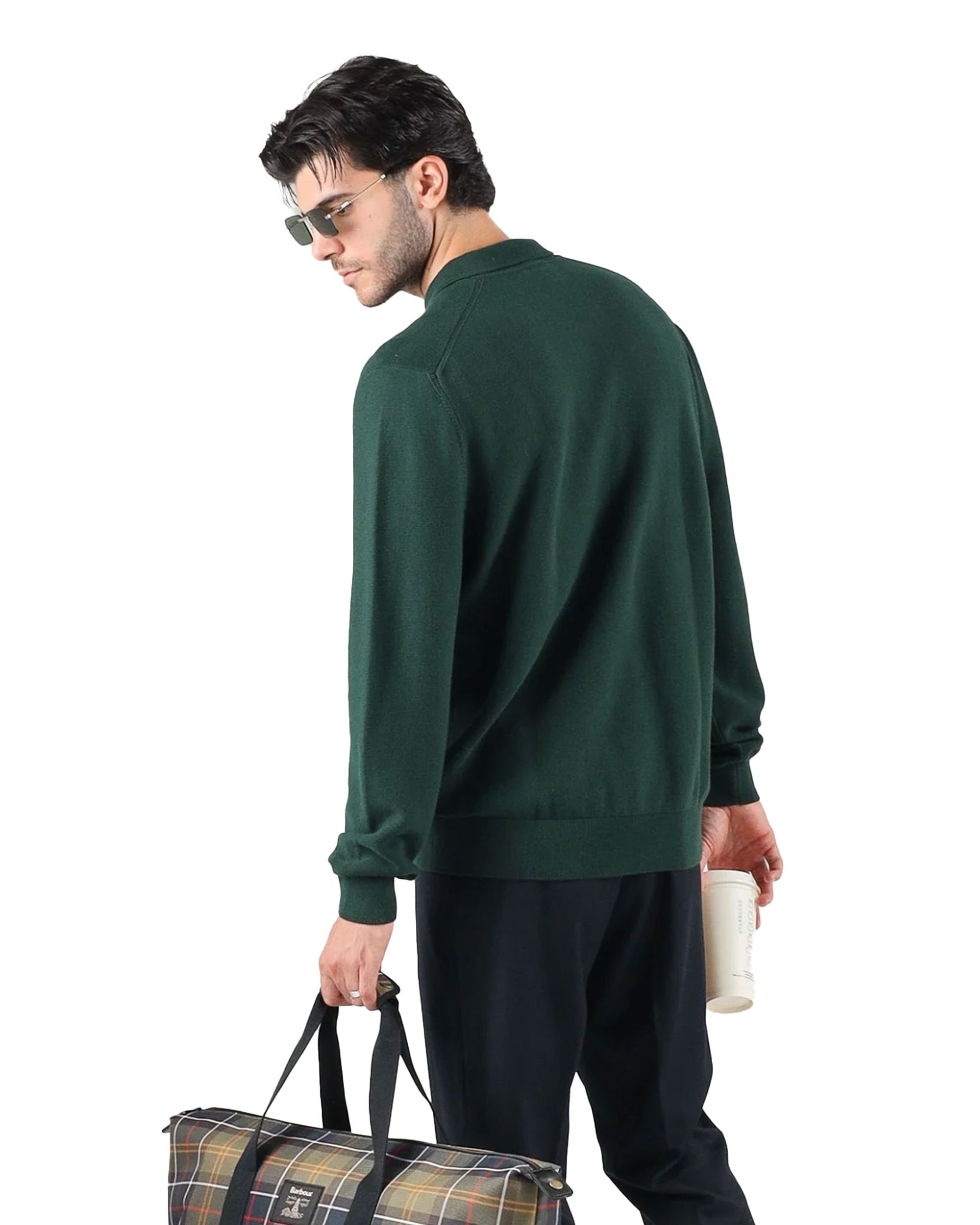 Polo Uomo Lacoste Manica Lunga Verde