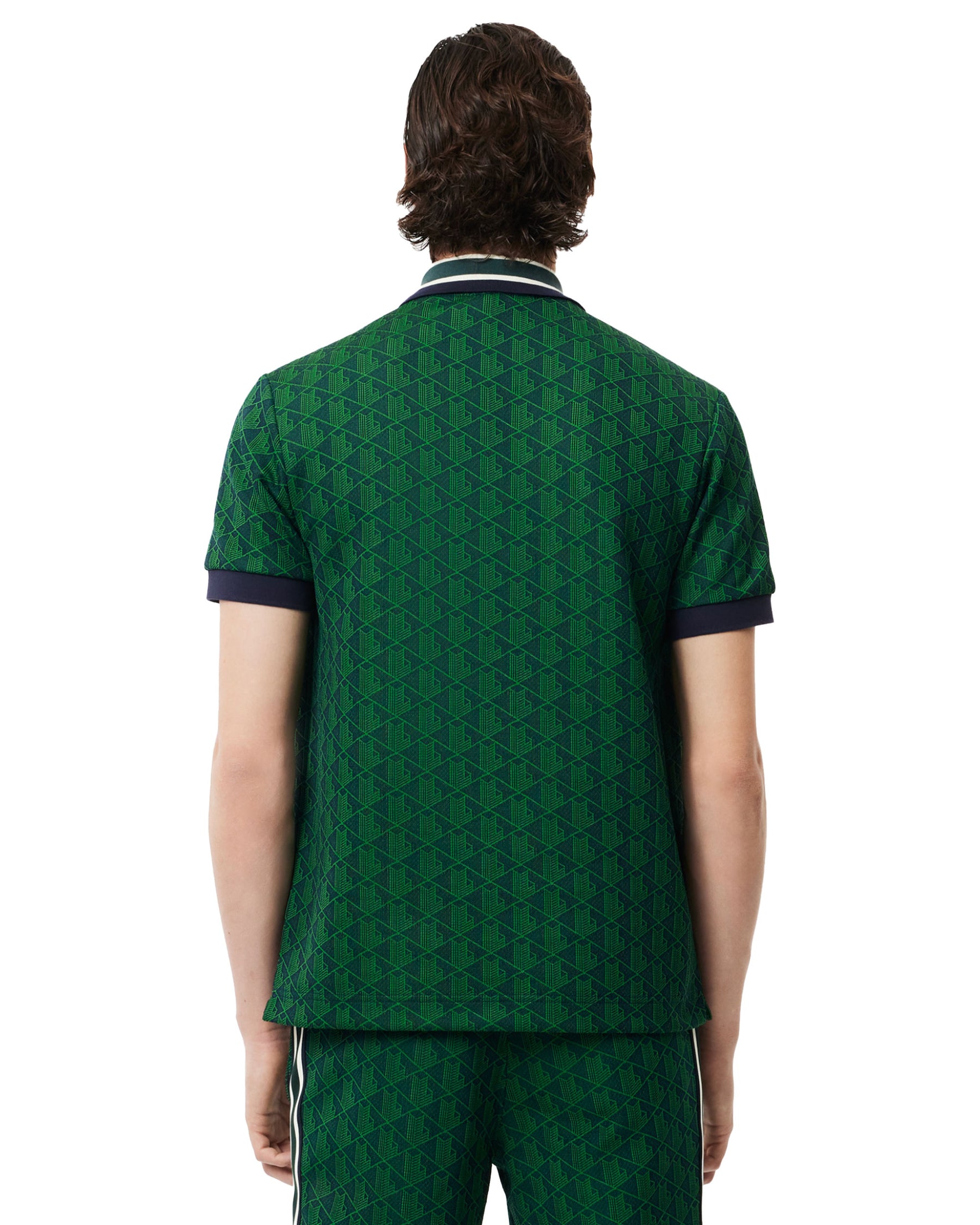 Man Polo Shirt Lacoste Monogram Jacquard Green